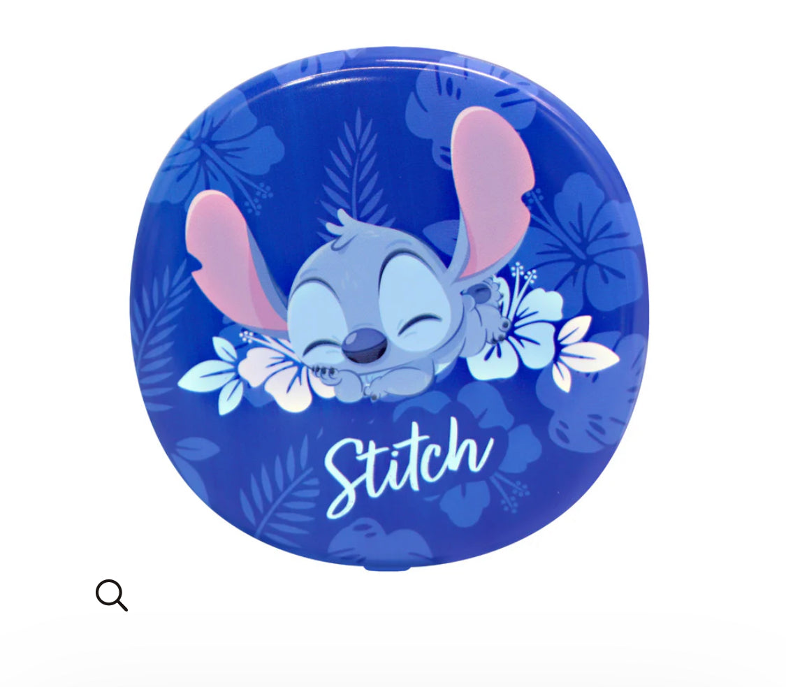 Impressions Vanity Sleepy Stitch LED Compact Mirror with Stitch Artwork and 3x Magnified Top Mirror