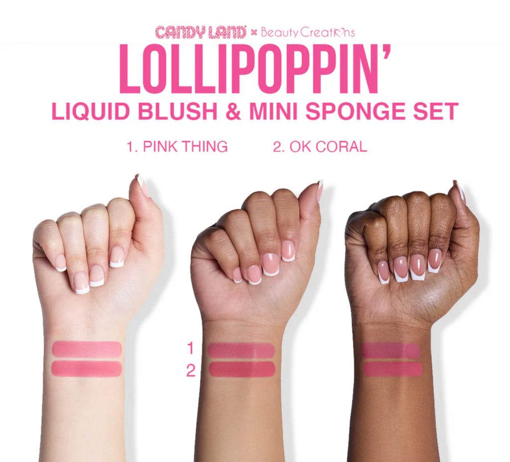 CANDY LAND X BEAUTY CREATIONS LOLLIPOPPIN' LIQUID BLUSH & MINI SPONGE SET