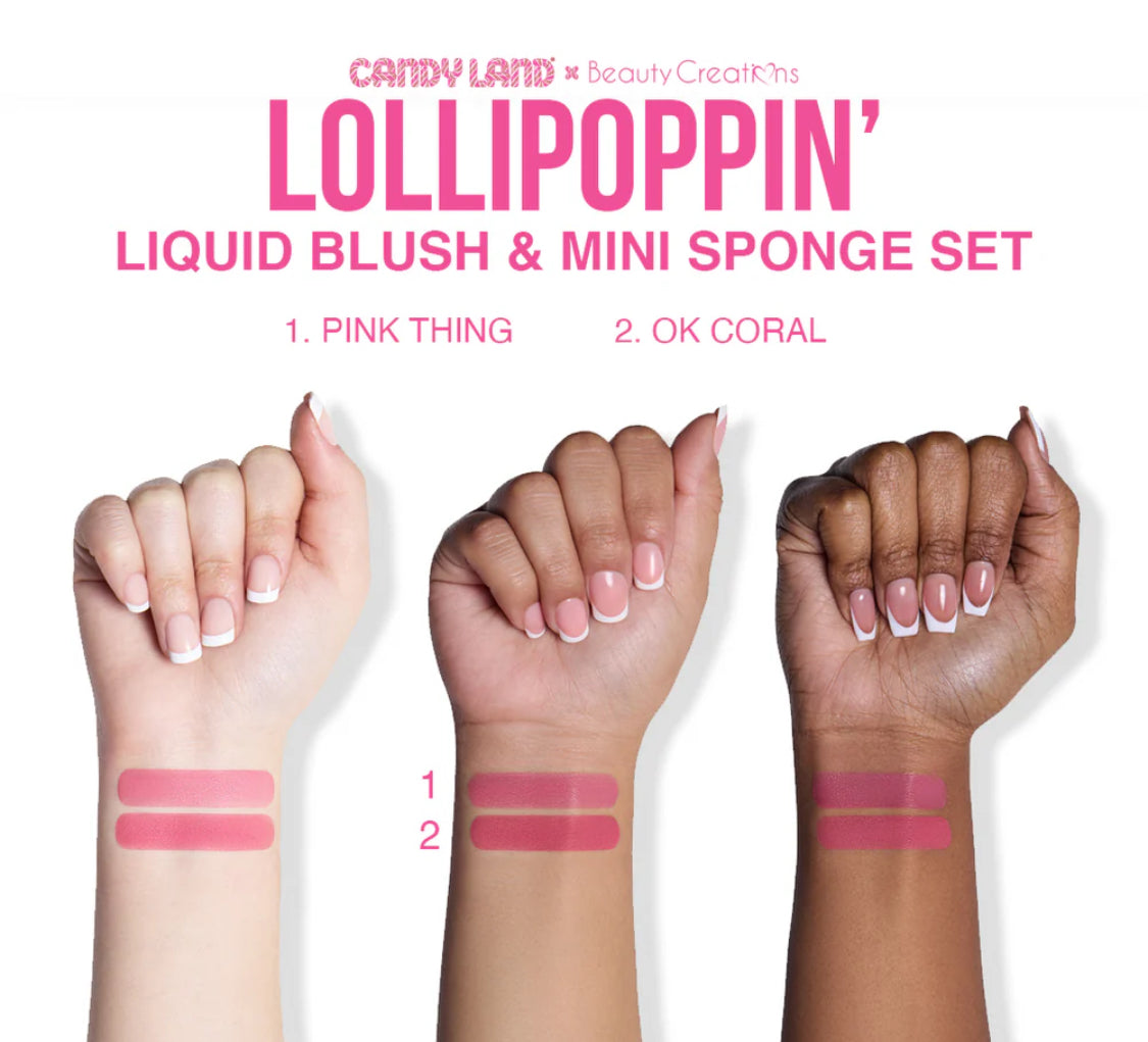 CANDY LAND X BEAUTY CREATIONS LOLLIPOPPIN' LIQUID BLUSH & MINI SPONGE SET